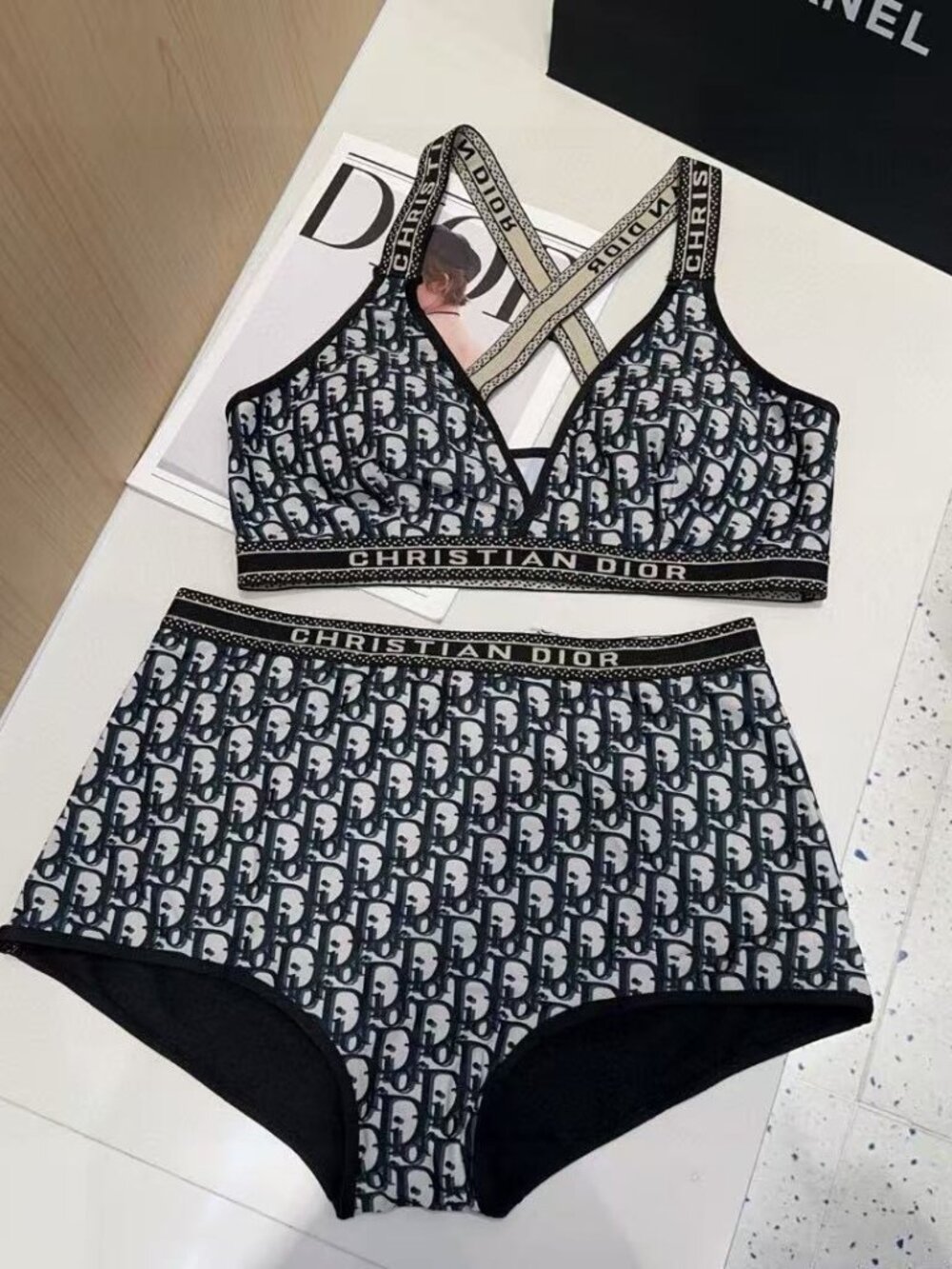 Vintage Dior All Over Print Soft Stretch Ladies Underwear Set
